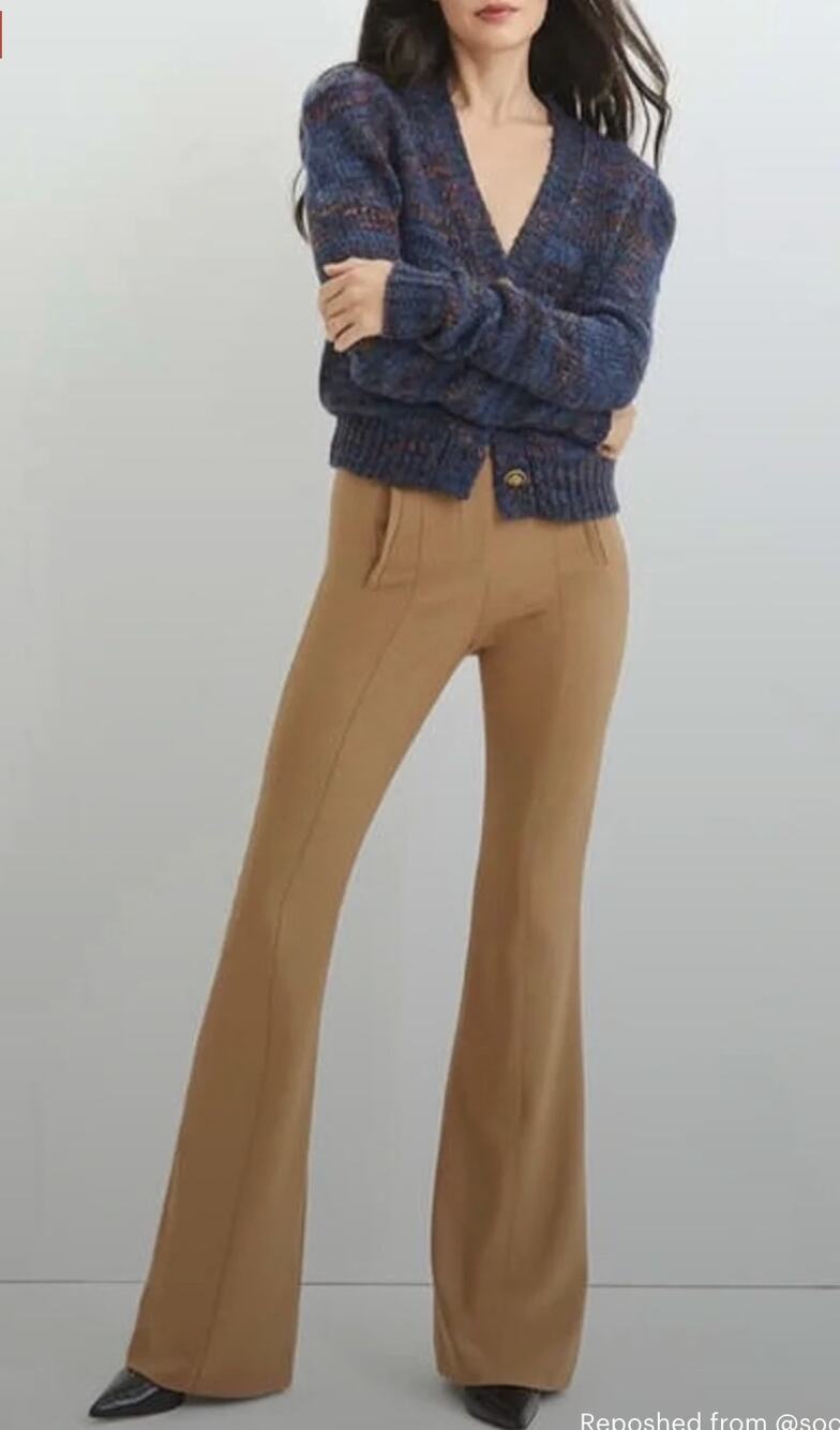 Veronica Beard Pants 4 Ponte Flare Trouser Brown Work Office Elegant Dressy